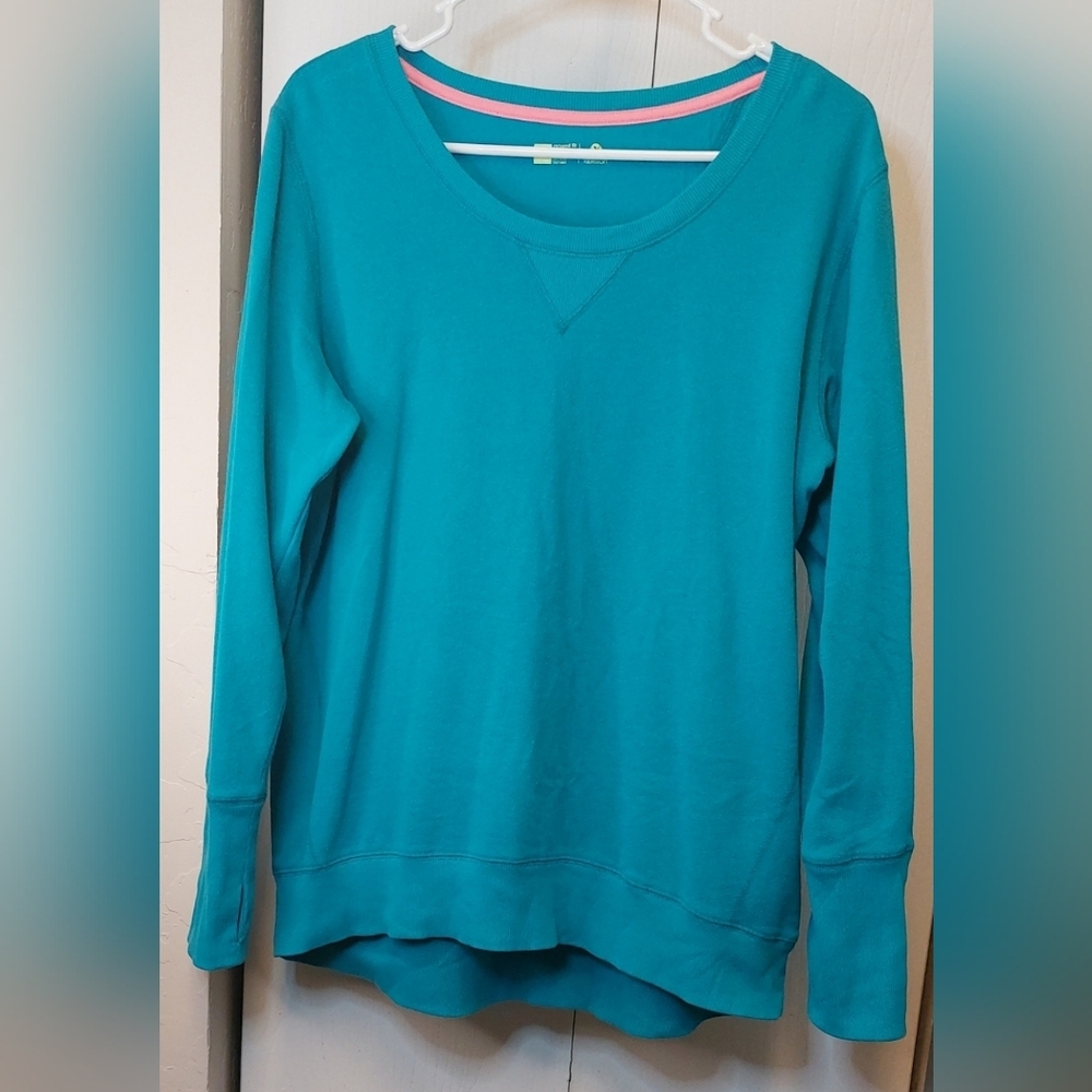 Xersion Activewear Long Sleeve Knit Top with Thumb Holes Size Large Cozy Comfy